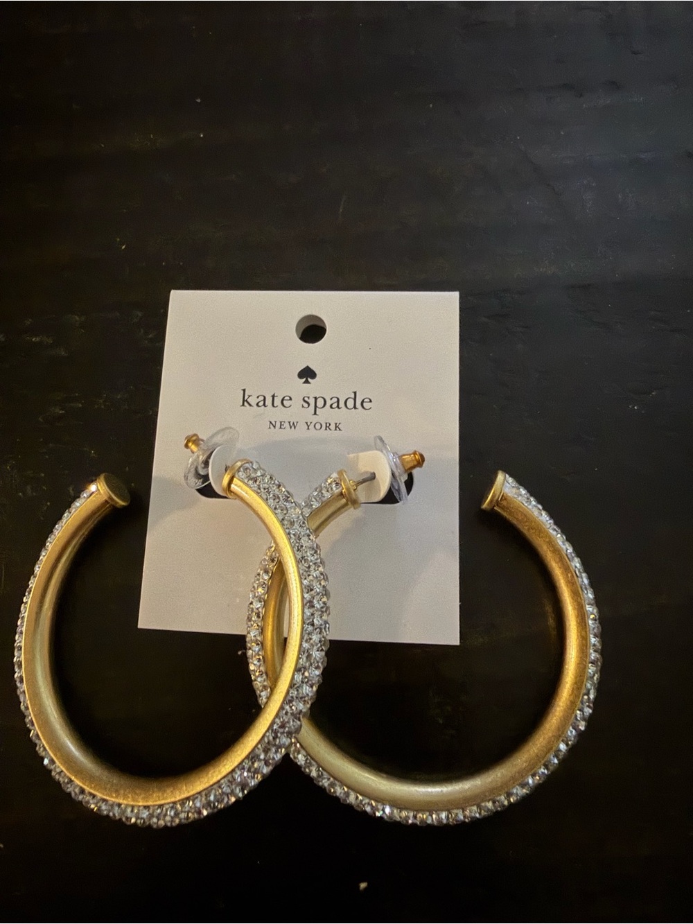 NWT Kate Spade Gold-Tone Crystal Hoop Earrings Razzle Dazzle